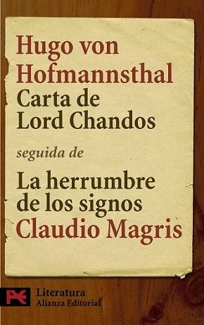 CARTA DE LORD CHANDOS | 9788420662183 | HOFMANNSTHAL, HUGO VON | Llibreria L'Illa - Llibreria Online de Mollet - Comprar llibres online