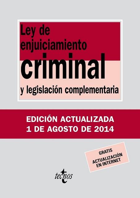 LEY DE ENJUICIAMIENTO CRIMINAL | 9788430962426 | EDITORIAL TECNOS | Llibreria L'Illa - Llibreria Online de Mollet - Comprar llibres online