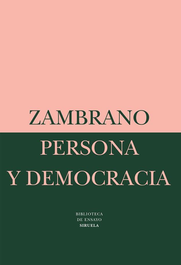 PERSONA Y DEMOCRACIA | 9788478443147 | ZAMBRANO | Llibreria L'Illa - Llibreria Online de Mollet - Comprar llibres online