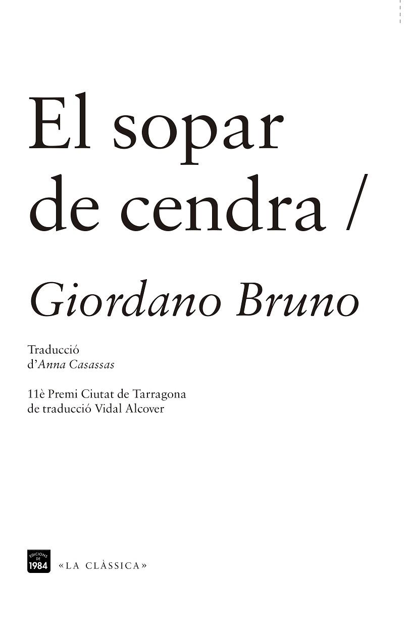 SOPAR DE CENDRA, EL | 9788415835288 | BRUNO, GIORDANO | Llibreria L'Illa - Llibreria Online de Mollet - Comprar llibres online